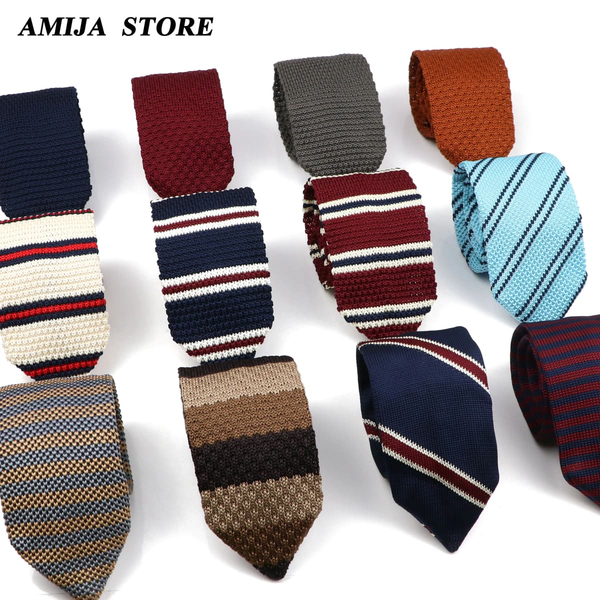 Men's Pointed Knitted Tie Solid Color Striped Warm British Gentleman Neck Gifts For Men Classic Woven Designer Daily Wear Cravat