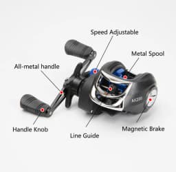 AK200 Metal Scrolls 7.2:1 High Speed Fishing Reel Left Right Hand Baitcasting Reel Brake System 8kg Drag Wheel Bait Casting