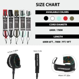 SUP Board 6-10FT Surf Leash Surf Leg Rope Surfboard Leash TPU Stainless Swivels Inflatable Paddle Board Longboard Foot Rope