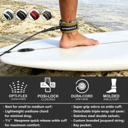 SUP Board 6-10FT Surf Leash Surf Leg Rope Surfboard Leash TPU Stainless Swivels Inflatable Paddle Board Longboard Foot Rope