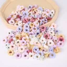50Pcs 3cm Mini Daisy Decorative Flower Artificial Silk Flowers Party Wedding Decorations Home Wall Decor DIY Sewing Accessories