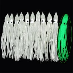 10pcs/lot 12cm Luminous Squid Skirt Saltwater Octopus  Soft Plastic Fishing Lures Trolling Skirts for Sea Bass Salmon Trout