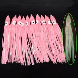 10pcs/lot 12cm Luminous Squid Skirt Saltwater Octopus  Soft Plastic Fishing Lures Trolling Skirts for Sea Bass Salmon Trout