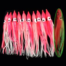 10pcs/lot 12cm Luminous Squid Skirt Saltwater Octopus  Soft Plastic Fishing Lures Trolling Skirts for Sea Bass Salmon Trout