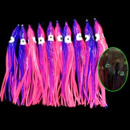 10pcs/lot 12cm Luminous Squid Skirt Saltwater Octopus  Soft Plastic Fishing Lures Trolling Skirts for Sea Bass Salmon Trout
