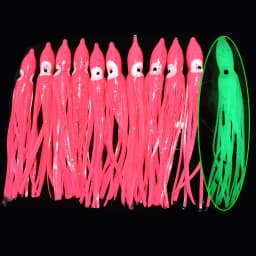 10pcs/lot 12cm Luminous Squid Skirt Saltwater Octopus  Soft Plastic Fishing Lures Trolling Skirts for Sea Bass Salmon Trout