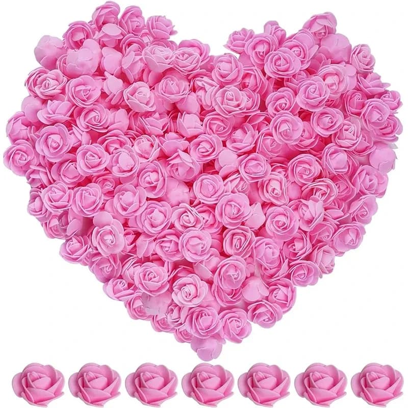 100/200/300Pcs Rose Artificial Flowers Foam Fake Flower for Home Decor Wedding Decoration Bride DIY Gift Carfts Wreath Accessory