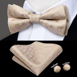 Hi-Tie Pre-tied Men's Bowtie Hanky Cufflinks Set Bow Tie Cravat for Male Jacquard Solid Paisley Floral Men silk Wedding Business