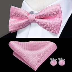 Hi-Tie Pre-tied Men's Bowtie Hanky Cufflinks Set Bow Tie Cravat for Male Jacquard Solid Paisley Floral Men silk Wedding Business