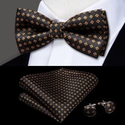 Hi-Tie Pre-tied Men's Bowtie Hanky Cufflinks Set Bow Tie Cravat for Male Jacquard Solid Paisley Floral Men silk Wedding Business