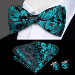 Hi-Tie Pre-tied Men's Bowtie Hanky Cufflinks Set Bow Tie Cravat for Male Jacquard Solid Paisley Floral Men silk Wedding Business