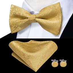 Hi-Tie Pre-tied Men's Bowtie Hanky Cufflinks Set Bow Tie Cravat for Male Jacquard Solid Paisley Floral Men silk Wedding Business