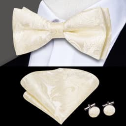 Hi-Tie Pre-tied Men's Bowtie Hanky Cufflinks Set Bow Tie Cravat for Male Jacquard Solid Paisley Floral Men silk Wedding Business