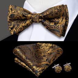 Hi-Tie Pre-tied Men's Bowtie Hanky Cufflinks Set Bow Tie Cravat for Male Jacquard Solid Paisley Floral Men silk Wedding Business