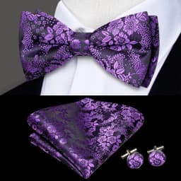 Hi-Tie Pre-tied Men's Bowtie Hanky Cufflinks Set Bow Tie Cravat for Male Jacquard Solid Paisley Floral Men silk Wedding Business