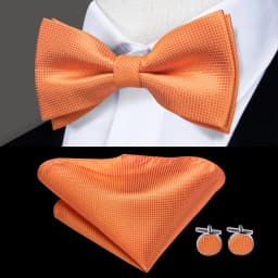 Hi-Tie Pre-tied Men's Bowtie Hanky Cufflinks Set Bow Tie Cravat for Male Jacquard Solid Paisley Floral Men silk Wedding Business