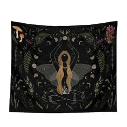 Moon Tapestry Wall Hanging Moth Plant Phase Aesthetics Goddess Living Room Dormitory Decoration Mushroom