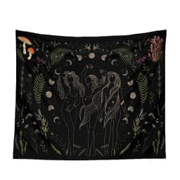Moon Tapestry Wall Hanging Moth Plant Phase Aesthetics Goddess Living Room Dormitory Decoration Mushroom