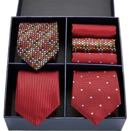 Gift box packing Silk Ties For Men Novelty Hanky Set 3 Styles Men's Tie Formal Red Cravat for Wedding Business Necktie