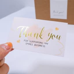 30 Pcs/pack Thank You Card Foil Gold Card Thank You For Your Supporting My Small Business Card Small Shop Gift Decorative Card