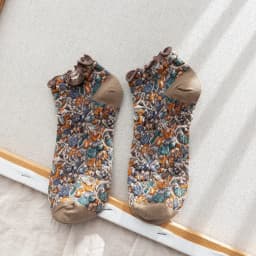 Fashion Print Cotton Woman Socks Summer Harajuku Retro Short Socks Korean Japanese Style Kawaii Cute Low Cut Ankle Sock Slippers