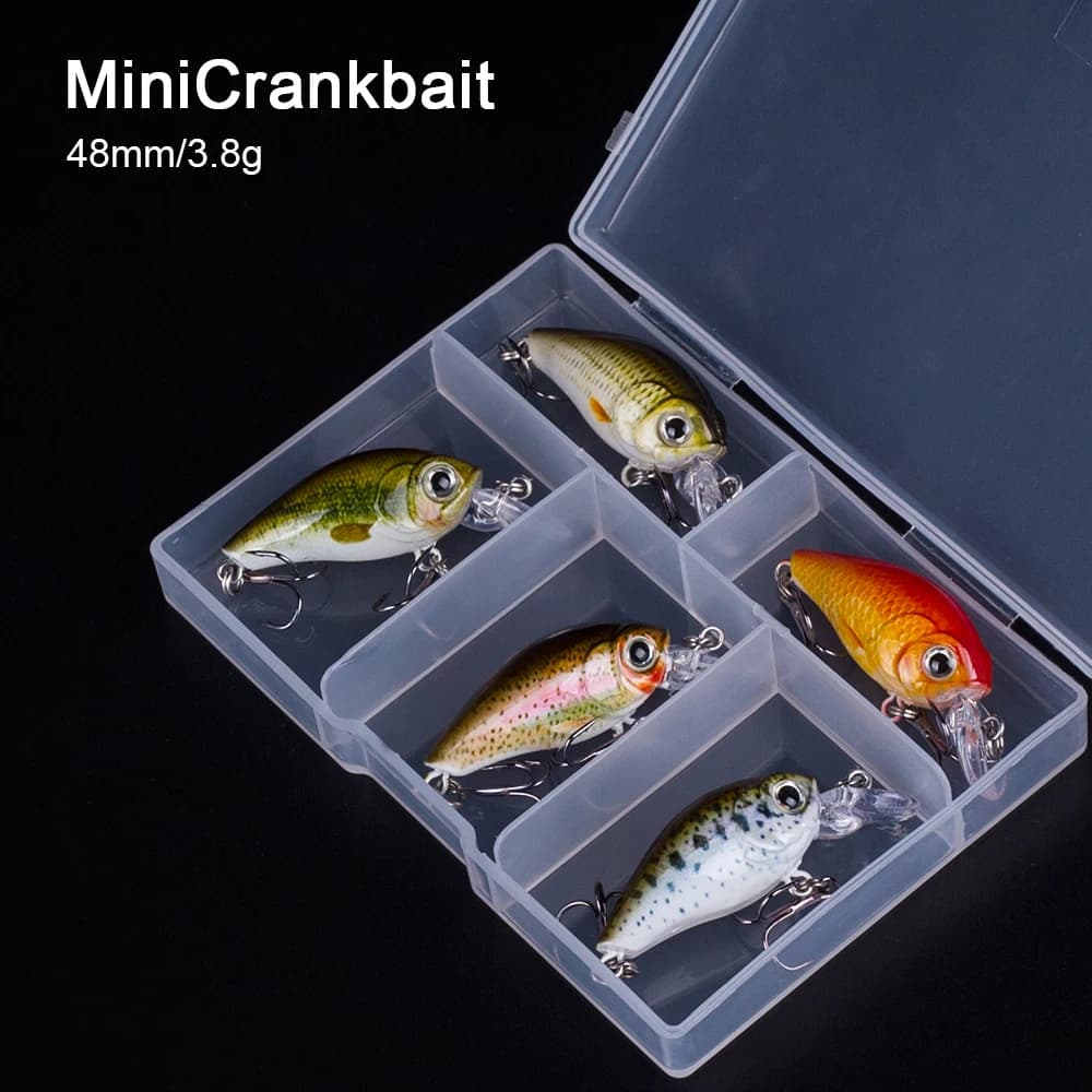 Hanlin Hot 3pcs/5pcs Suit 48mm/3.8g Hard Artificial Bait Mini Crankbait Fishing Lures Floating Wobblers Lure for Fishing Tackle