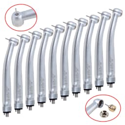 10 pcs Dental 4 Hole Large Head Air Turbine High Speed Handpiece Push Button Large Head Stainless Steel