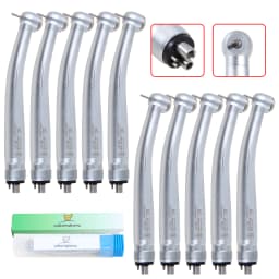 10 pcs Dental 4 Hole Large Head Air Turbine High Speed Handpiece Push Button Large Head Stainless Steel