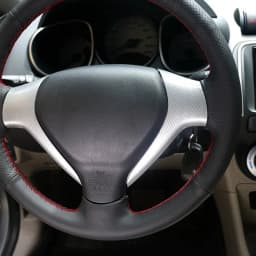 Car Steering Wheel Cover For Honda Jazz Fit 2005 2006 2007 2008 DIY Hand stitch Black PU Microfiber leather