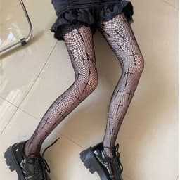 New Goth Lolita Cosplay JK Girls Tights Women Sexy Retro Gothic Kawaii Cross Print Club Stockings Nylon Socks Fishnet Pantyhose