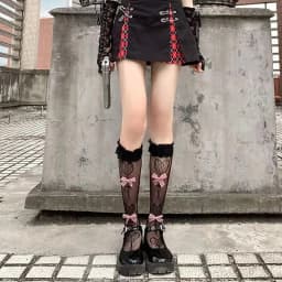 New Goth Lolita Cosplay JK Girls Tights Women Sexy Retro Gothic Kawaii Cross Print Club Stockings Nylon Socks Fishnet Pantyhose