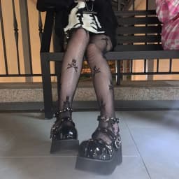 New Goth Lolita Cosplay JK Girls Tights Women Sexy Retro Gothic Kawaii Cross Print Club Stockings Nylon Socks Fishnet Pantyhose