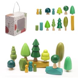 Wooden Building House Block Forest Ornaments Toy Christmas Tree Children Montessori Education Toy Wooden Grasp Matching Toy Gift