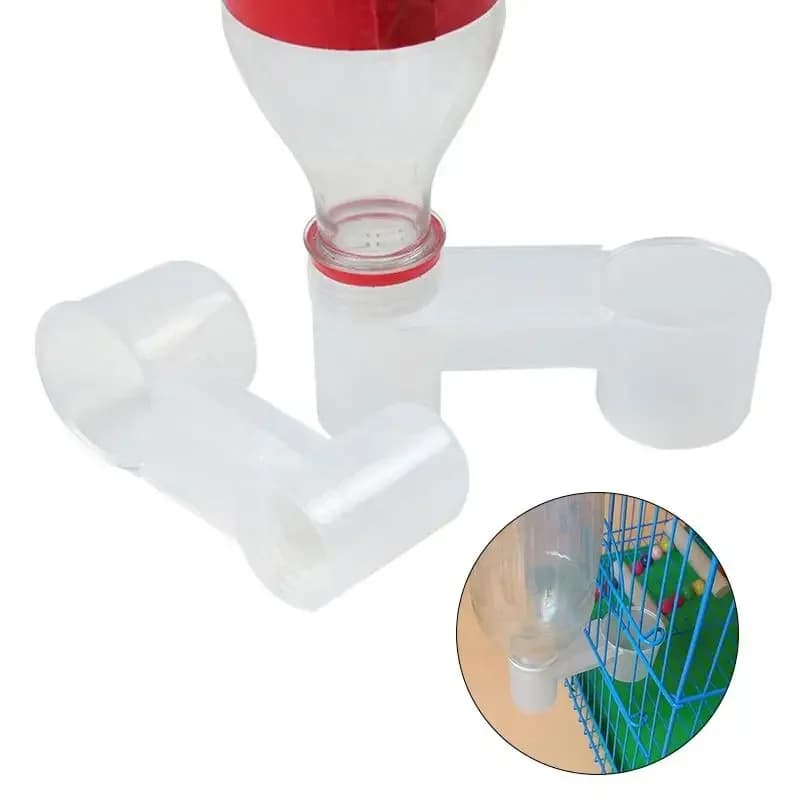 Plastic Pet Bird Drinker Feeder Water Bottle Cup Cat Chicken Pigeon Parrot Hamster Double Nozzle Guide for Family Garden