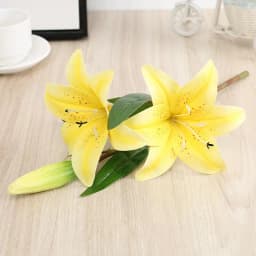 3Heads Artificial Flowers Lily Real Touch Fake Flowers for Wedding Home Party Garden Office Decoration Plastic Lily Faux Flowers