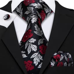 Fashion Red Blue Teal Floral Men Tie Set Necktie Handkerchief Cufflinks Wedding Gift Barry. Wang Tie Pin Brooches A-6074