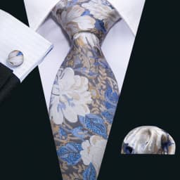 Fashion Red Blue Teal Floral Men Tie Set Necktie Handkerchief Cufflinks Wedding Gift Barry. Wang Tie Pin Brooches A-6074