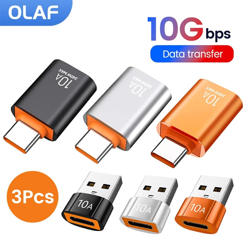 10A USB OTG To Type C Data Transfer Adapter Type C Female to USB Male Converter Fast Charging Adapter For Samsung Xiaomi Huawei