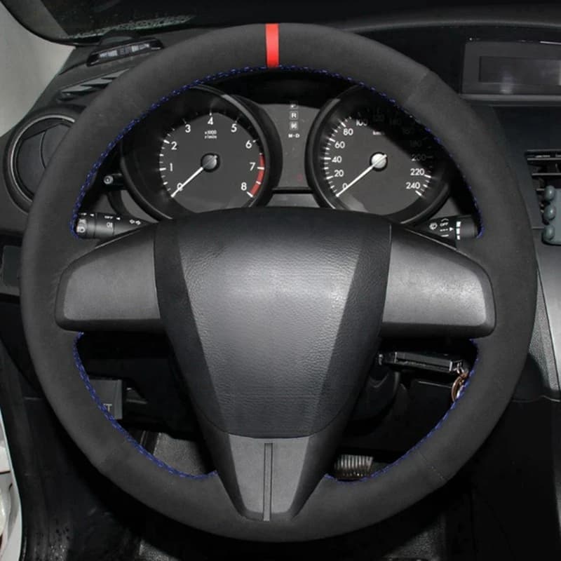DIY Black Suede Leather Braid Car Steering Wheel Cover For Mazda 3 Axela 5 6 CX-7 CX-9 MAZDASPEED3 (US) 2010 2011 2012 2013