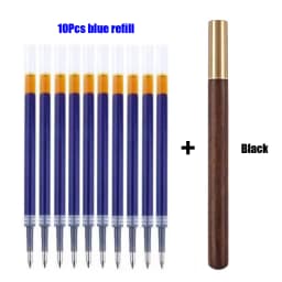 1+10Pcs/Set Vintage Wood Body Ballpoint Pen Brass Ball Roller Pen Metal Cap BallPen Stationery School Business Gifts Supplies