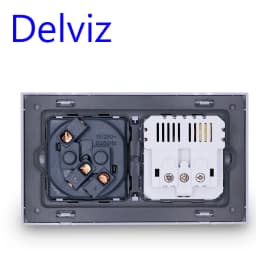 Delviz Wall USB Power Outlet, Black Panel Charging Interface, AC 110~250V 146mm * 86mm, 16A Double Frame EU Standard USB Socket