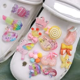 1-15PCS Resin Shoe Charms Lipstick Dolphin Swan Crown Flower Cat Horse Star Banana Sandals Shoes Decoration Accessories Kid Gift