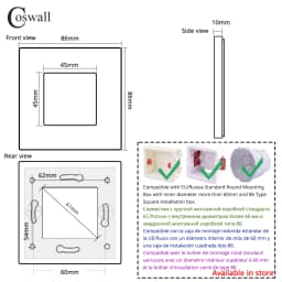 COSWALL E45 / P45 Module 45*45mm EU Standard Wall Socket QC 3.0 Type-A & PD 20W Type-C Dual USB Fast Charge DC 5V,3A/9V,2.22A