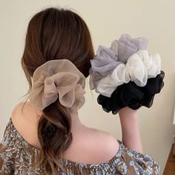 Woman Large Solid Color Chiffon Scrunchies Girls Sweet Rubber Band Lady Hair Accessories Hair Ties Ponytail Holders Ornaments