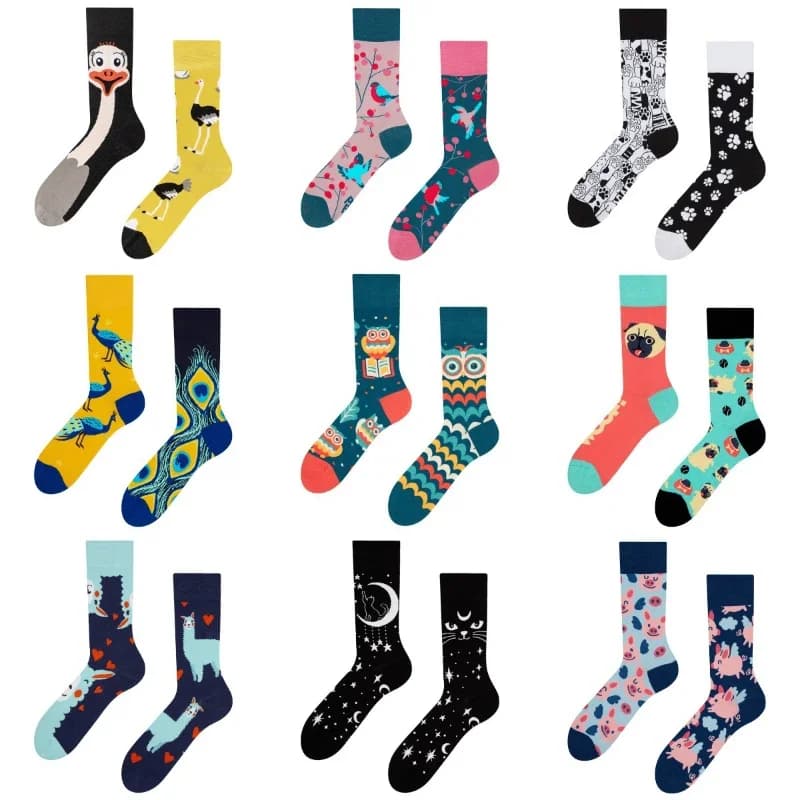 Cross Border New Spring/Summer Personalized Cartoon AB Fashion Socks Creative Cartoon Couple Cotton Socks
