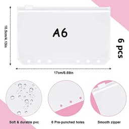 2024 New PU Leather Notebook A6 Binder DIY Planner Organizer 8 Zipper Pockets 12Pcs Budget Sheet 2Pcs French Alphabet Stickers