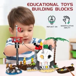 232pcs Pirate Boat Ship Seaside Treasure Island Building Blocks Bricks Sets Construction Toys For Children Boys Gift
