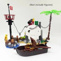 232pcs Pirate Boat Ship Seaside Treasure Island Building Blocks Bricks Sets Construction Toys For Children Boys Gift