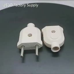 1pcs European 2 Pin AC Electric Power Male Plug 10A EU Female Socket Outlet Adapter Wire Rewireable Extension Cord Connector