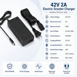 42V 2A   Charger for 36V Jetson Hiboy S2 Pro, Jetson Bolt Pro, Gotrax Sisigad, 13S 36 Volt Battery Pack